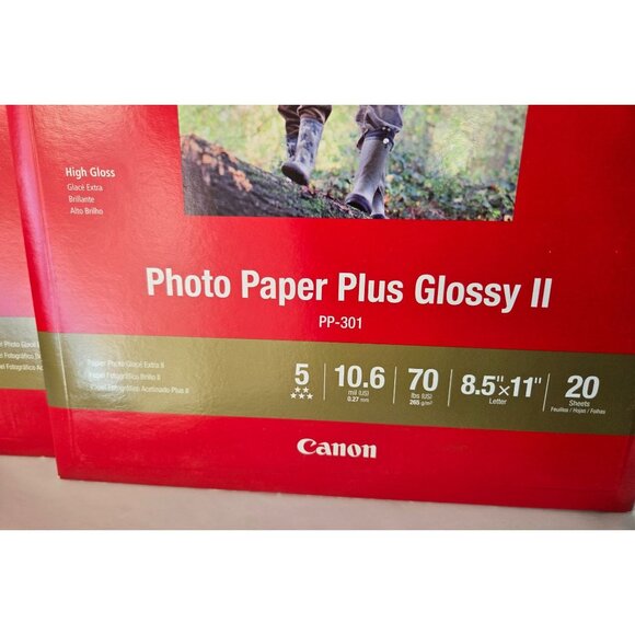 Canon Photo Paper Plus Glossy II PP 301Ink Jet 20 Sheets 8.5X11 Lot of 3 New - Picture 3 of 6